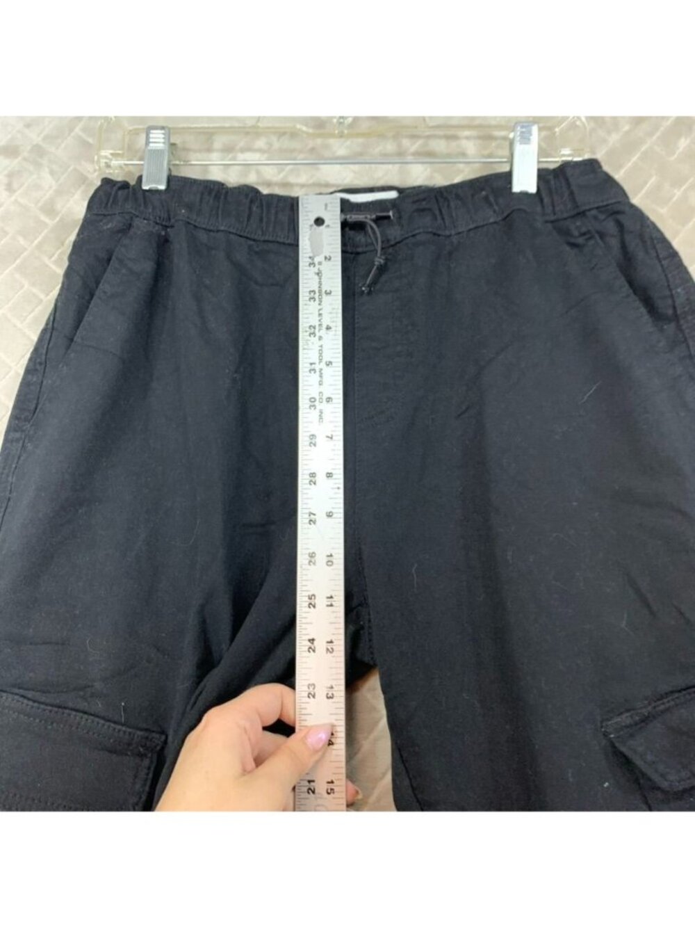 No Boundaries Pants Women L Black Cargo Jogger Elastic Waist High Rise Goth Rave - Picture 5 of 8